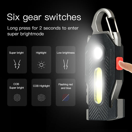 COB High-Brightness Emergency Keychain Work Light