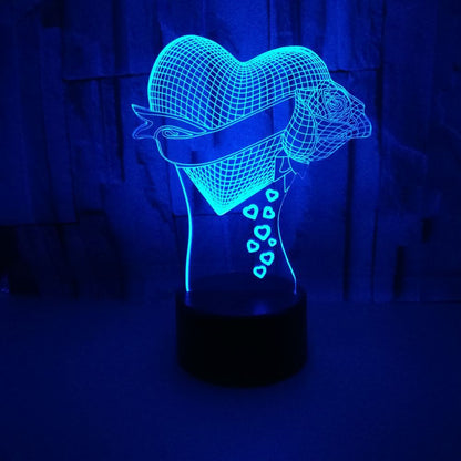 3D Optical Illusion Rose Heart Table Lamp