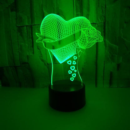 3D Optical Illusion Rose Heart Table Lamp