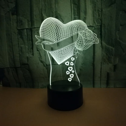 3D Optical Illusion Rose Heart Table Lamp