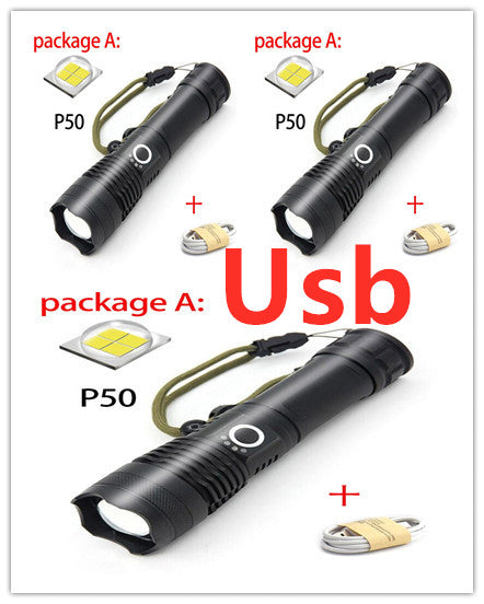 P50 USB Rechargeable Zoom Flashlight