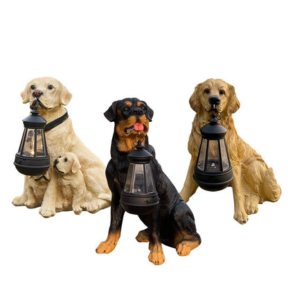 Solar LED Dog Sculpture Garden Lantern
