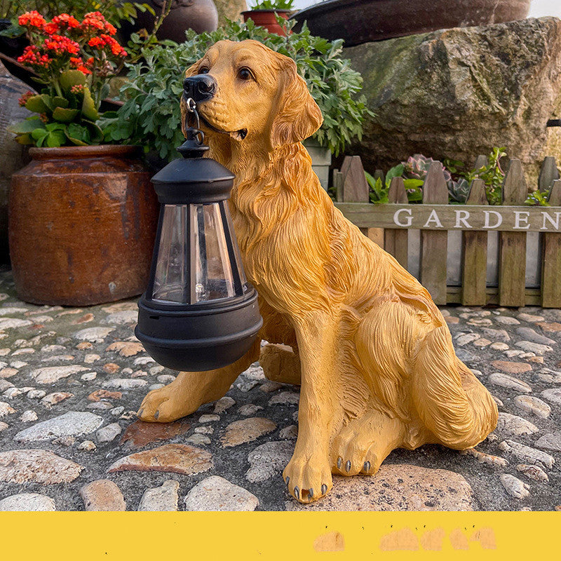 Solar LED Dog Sculpture Garden Lantern