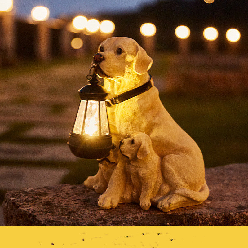 Solar LED Dog Sculpture Garden Lantern