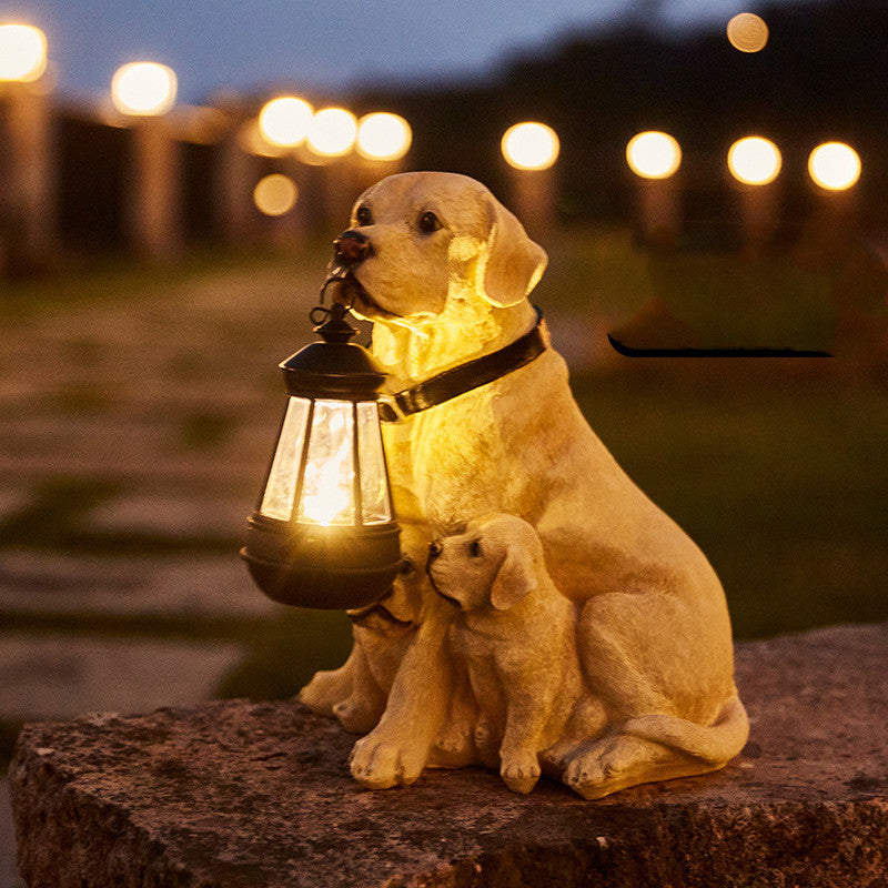 Solar LED Dog Sculpture Garden Lantern