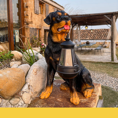 Solar LED Dog Sculpture Garden Lantern