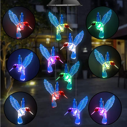 Solar Wind Chime Hummingbird Garden Light