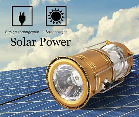 Lanterna de acampamento LED movida a energia solar