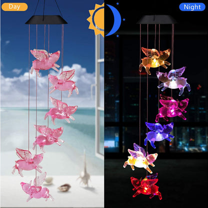 Solar Wind Chime Hummingbird Garden Light