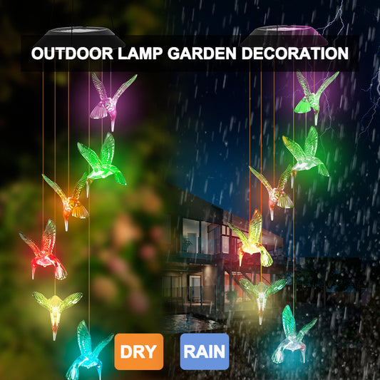 Solar Wind Chime Hummingbird Garden Light