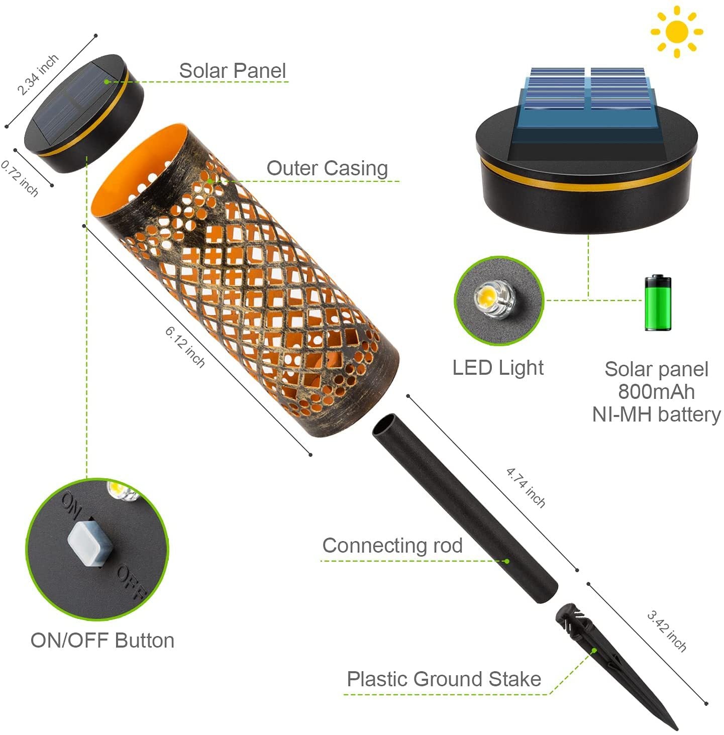 Metal Solar Waterproof Decorative Lawn Lamp