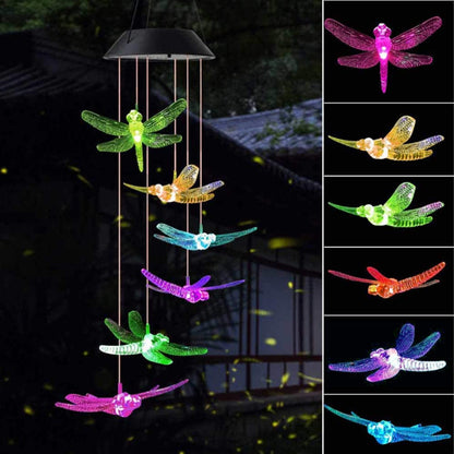 Solar Wind Chime Hummingbird Garden Light