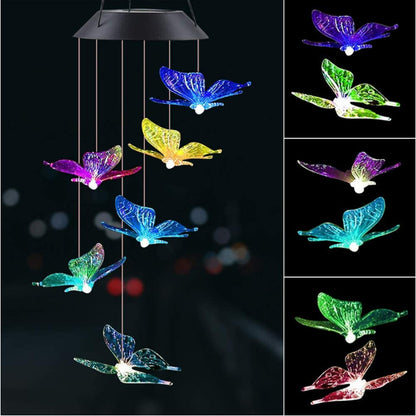 Solar Wind Chime Hummingbird Garden Light