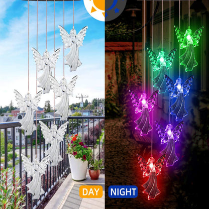 Solar Wind Chime Hummingbird Garden Light